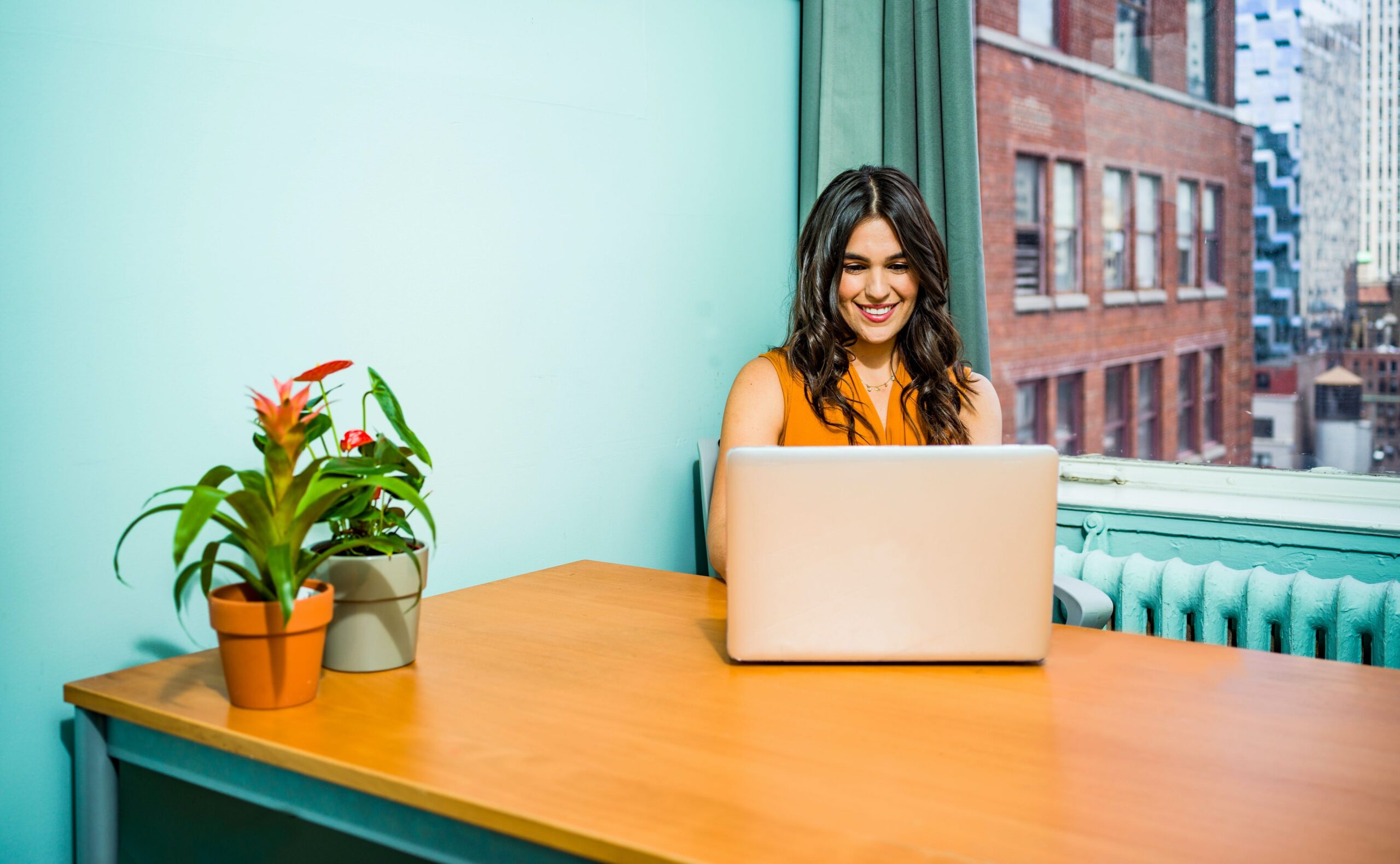 a woman with a laptop