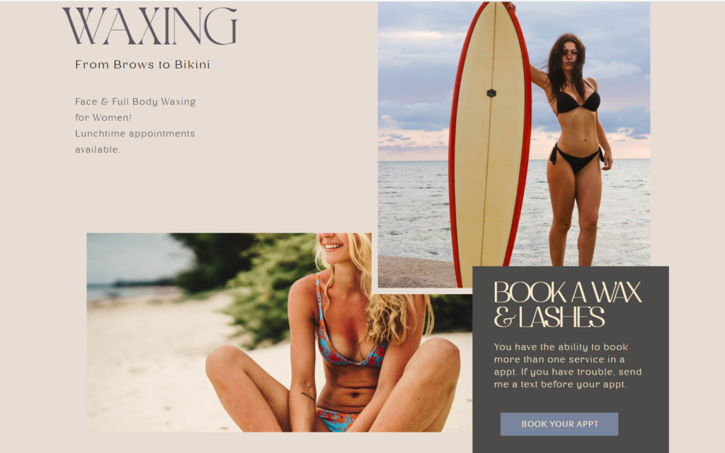 Website Service Page for Bikini Waxing